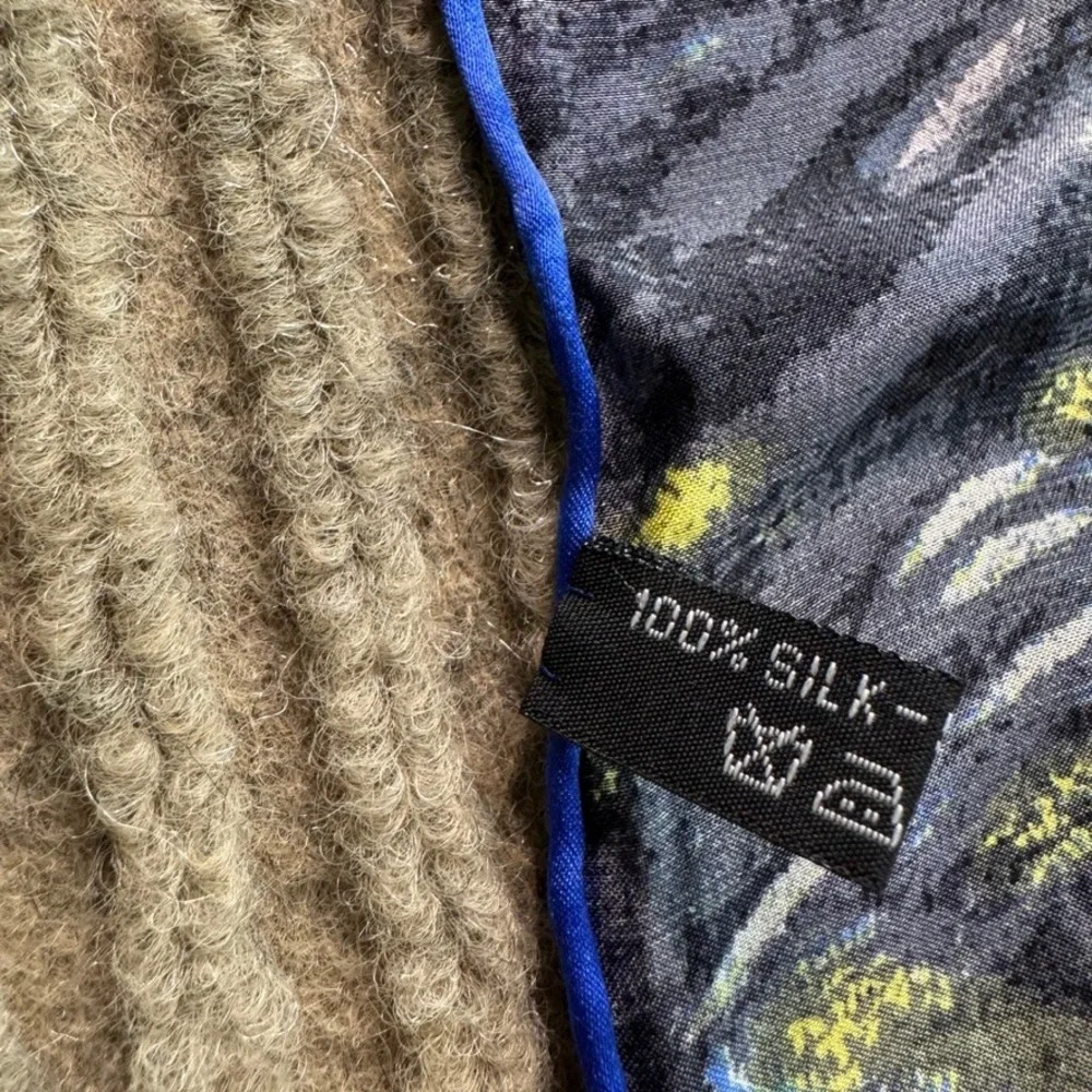 The Starry Night Silk Scarf Blue Yellow Art Print Square Neck Scarf 33in